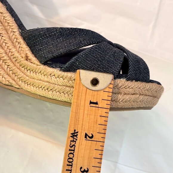 Christian Siriano Denim Espadrille Wedge Sandals Adjustable Ankle Strap Size 9.5 - Picture 9 of 11